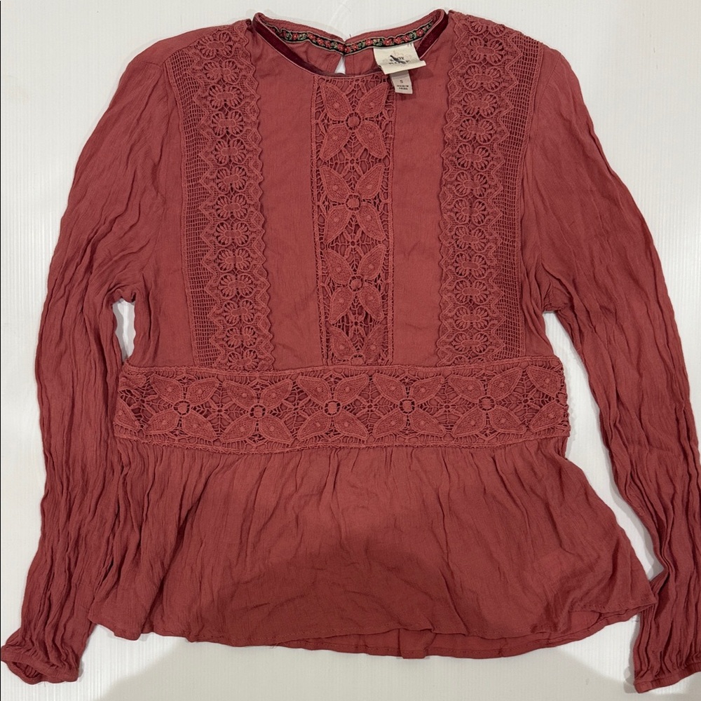 Knox Rose Lace Accent Blouse - Rust